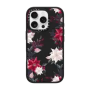 iPhone 16 Pro Impact Case MagSafe Compatible Christmas Transparent Floral Xmas New Year Pattern Retro Vintage