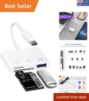 SD Card Reader for iPhone, Lightning to SD Card Reader, USB-C SD/TF/USB 2.0 M...