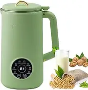 Soy Milk Maker, 1L Automatic Nut Milk Maker, 8-in-1 Almond Milk Maker with 12H Timer/Auto-Clean/Filter Free/Keep Warm, Stainless Steel Plant-Based Milk Machine Maker for Kitchen Home Green