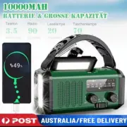 USB Rechargeable Solar Radio Hand Crank AM FM Wind Up Light Torch 10000mAh SOS