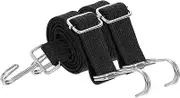 uxcell 2Pcs Adjustable Bungee Cords with Hooks, 39 Inch Flat Heavy Duty Elasticity Straps Rubber Bungee Cords with Buckle for Outdoor, Camping, Tarp, Bike Rack, Luggage, Black