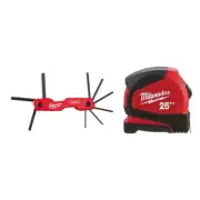 9-Piece Folding SAE Hex Key Set & 25 Ft. Auto Lock Tape Measure Fractional Scale