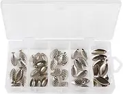 50Pcs Fishing Spinner Lures Silver Spin Blades Baits for Trout Bass Salmon, DIY Accessories for Hard/Fly Fishing