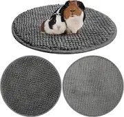 Amylove 4 Pcs Guinea Pig Cage Liner Washable Fleece Pee Pads Reusable Guinea Pig Training Mat Small Animal Sleeping Bed (Diameter 12 Inch, Dark Gray)