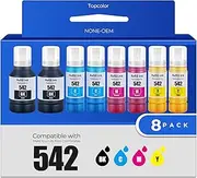 Topcolor 542 Ink Refill Bottles ET-5850 ET-5150 ET-5170 ET-16650 ET-5800 542 Ink Refill Bottles Work for Pro ET-5850 ET-5150 ET-5170 ET-16650 ET-5800 ET-16600 ET-5880 ET-5180 ST-C8000 (2BK 2C 2M 2Y)