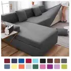 Solid Color Sofa Covers Elastic 1/2/3/4 Seater Protector Corner Longue Covers