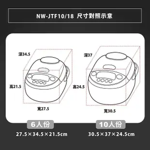 【ZOJIRUSHI 象印】象印*日本製 6人份*鐵器塗層豪熱羽釜壓力IH電子鍋(NW-JTF10)