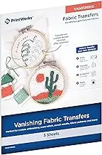 Print Works Vanishing Embroidery Transfers, for White/Light-Colored Fabrics, 5 Sheets, Inkjet, 8.5 x 11 (00536)