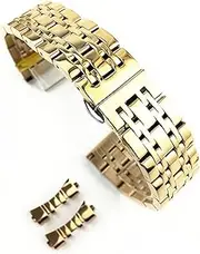MGHN Steel Watch Band Strap Seven Bead Stainless Strap Watchband Steel Solid Dual Interface Strap Flat and Curved Butterfly Buckle (Color : Rose Gold, Size : 23mm)