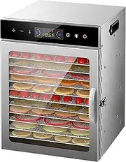 12 Tier Food Dryer Machine, Commercial Food Dehydrator Machine, with Digital Timer and Temperature Adjustment (35~90°C), Led Display, 800W Food Dehydrator, for Drying Fruit, Meat, Vegetable, Jerky