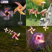 US 2-4 Pcs Solar LED Windmill Spinner RGB Wind Outdoor Catcher Patio Holiday