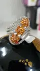 Fire Opal Zircon Platinum Over Sterling Silver Floral Bypass ring size 6 trinity
