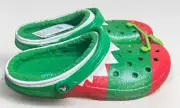 Crocs Fur Lined Clogs Men 13 Women 15 Red Green Glitter Holliday Christmas Elf