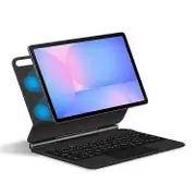Compatible For Samsung Galaxy Tab S10 FE Magnetic Floating Bluetooth-Compatible Keyboard (Russian) + Leather Tablet Case Black