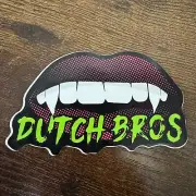 RARE Dutch Bros. Vampire Fangs Teeth Glow In The Dark Sticker October 2017
