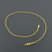 14K YELLOW GOLD 2.3MM WIDE CUTE TEXTURED OPEN OVAL LINK 10 INCH ANKLET