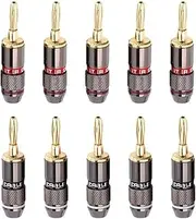 CCWUTQF 10PCS 24K 4MM Gold-Plated Plugs Banana Connector with Screw Lock Compatible Audio Jack Speaker Plugs Gun Metal(5 Red 5 Black)