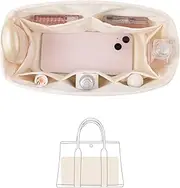 KINGS IN BAG Garden Party 30 Insert, Bag Organizer Compatible with Hermes Garden Party Tote, Silk Fabric Bag-in-bag for Luxury Bags with Multiple Pockets for Storage (Craie, GP30)