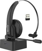 2.4GHz Wirel Headphones Call Center Earphone On Ear Headset with ENC Noise Reduction Microphone Adjustable Headband Volume Control with Charging Dock