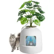 Lifewit Litter Box Cat with Faux Plant & Scoop, Hidden Enclosure Litter Tray with Odor Control & Carbon Filter in Living Room, Bedroom, Corner, White