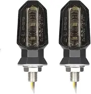 LED Indicator Blinkers Amber Lamp Accessories 8mm MI&NI Motorcycle LED Turn Signal Lights Amber Flashing Light 12V Moto Indicator Lamp Accessories(2 pcs-smoke)