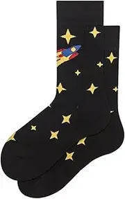 [pants & sox] Discover Star Crew Cotton Socks Unisex Black