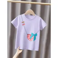 在飛比找ETMall東森購物網優惠-27home童裝2023夏季新款韓版女寶寶衣服純棉卡通紫色短
