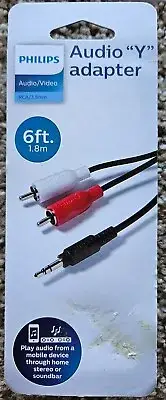 Philips 6' Y-Adapter Audio Cable. 3.5MM - Red/White