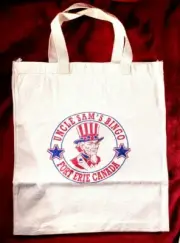 Uncle Sam's Bingo Fort Erie Canada Canvas Handled Carry Bag Red, White & Blue