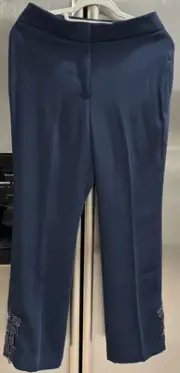 Elie Tahari straigh leg pants w/sequin decoration near the hem pants Navy sz.6