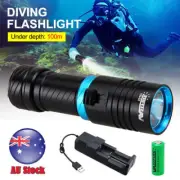 LED Flashlight Rechargeable Underwater Diving Scuba Torch Waterproof Torch