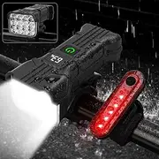 Bike Lights for Night Riding USB Rechargeable Bicycle Light Front and Rear Bike Light 5 Adjustable Modes 12 LED Bike Headlight and Tail Light Set IP65 Waterproof