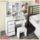Makeup Dressing Table with Sliding Mirror & 10 LED Lights Vanity Set 6 Drawers