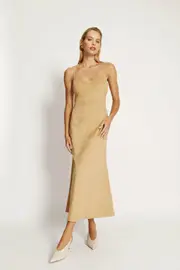 nadira vegan suede dress in soft camel