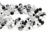Natural black rutilated tourmaline quartz Faceted Round Gemstone Beads PGS318