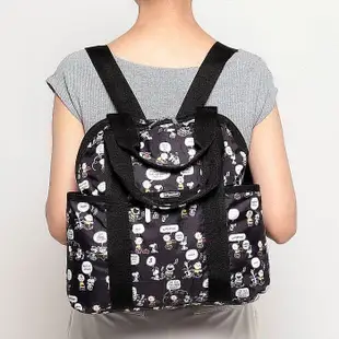 LeSportsac x snoopy 史努比 查理布朗 黑色 2442 手提/雙肩後背包 輕量 多夾層 大容量 背面可插行李箱 降落傘防水 出遊 限時優惠