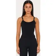 Petite Black Contour Sculpt Cami Strap Crop Top, Black