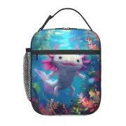 Lunch Box for Women Men Cute Axolotl Insulated Lunch Box Reusable Portable Lu