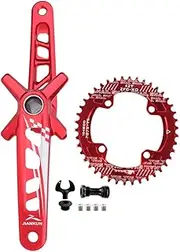 Bike Crankset, Mountain Bike Hollow Integrated Crankset 170mm Crank Arm Set 104BCD 32/34/36/38/40/42T Single Chainring MTB Crankset for 8/9/10/11/12 Speed with BB