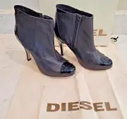 Diesel "Light My Fire Time" Ankle Boots - Black Size 8.5 (39) With Box & Bag