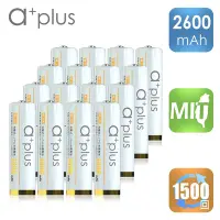 在飛比找Yahoo奇摩購物中心優惠-a+plus 高容量2600mAh低自放AA-3號充電電池(