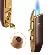 Galiner 3 Flame Cigar Lighter Punch Metal Windproof Jet Torch Butane Lighter Red