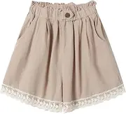 [Mud Kingdom] Girls Summer Shorts Wide Leg Elastic Waist Lace Trim Pull On