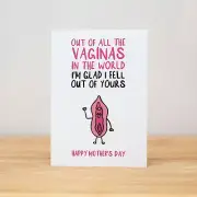 Mother's Day Card - Funny, Out of all the vaginas in the world