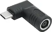 Right Angle DC 7406 to USB C Connector Adapter, 90 Degree PD 65W DC 7.4mm x 0.6mm to USB Type C Male Plug Power Charge Adapter for Laptop, Phone - Black