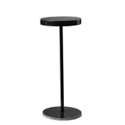 Levede 24x24cm Round Side Table Marble Base Steel Frame in Black Colour