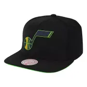 Utah Jazz Mitchell & Ness HIGH LIGHT Snapback HWC Hat= Black/Lime
