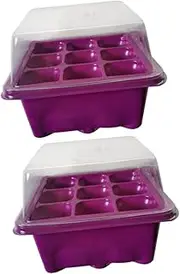 IWOWHERO 2Pcs Garden Propagator Trays with Transparent Lids Seedling for Indoor Herb Gardening Durable Planting Cases for Home Nursery and Novice Gardeners