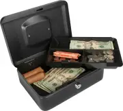 BARSKA Money Cash Bill Coin Box Safe w/ Key Lock and Removable Tray Portable