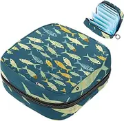 Period Bag,Sanitary Napkin Storage Bag,Abstract Ocean Fish Sea,Tampon Holder for Purse